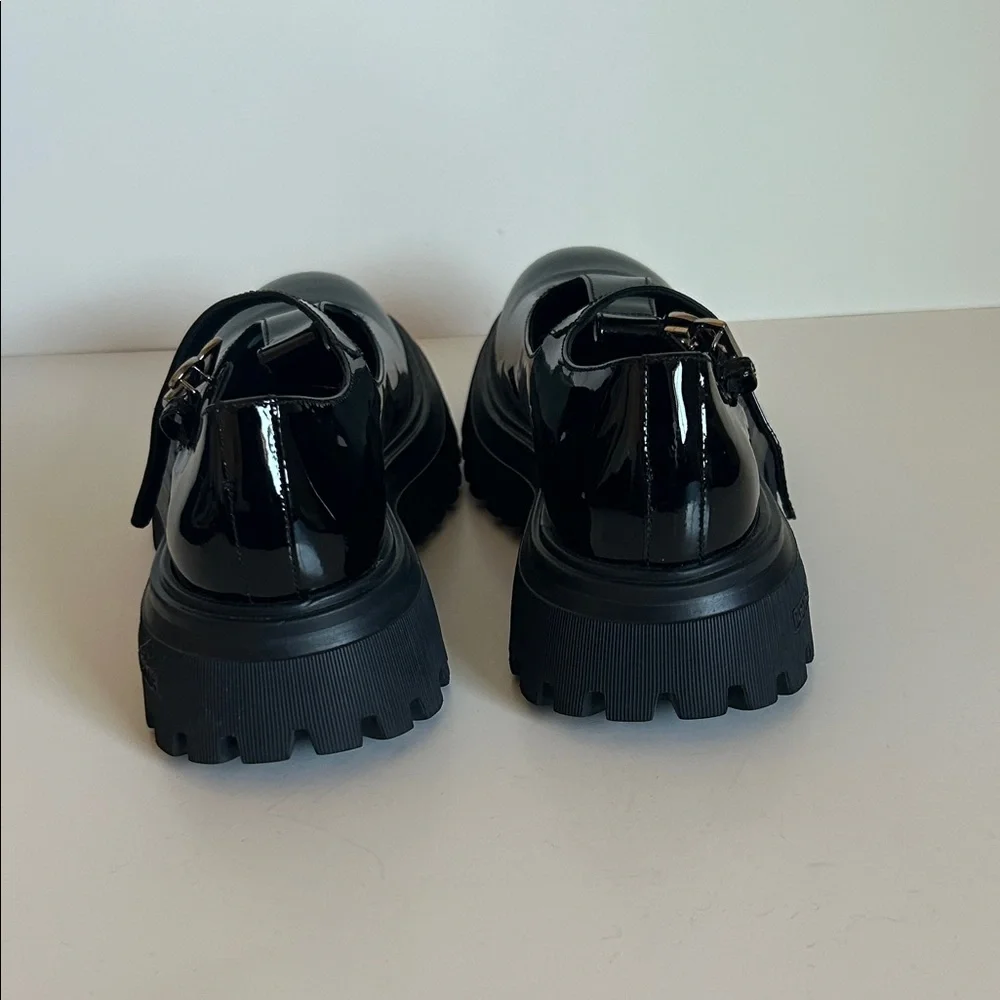 Dolce & Gabbana Black Patent Mary Jane Lug Sole Shoes